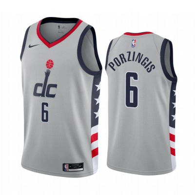Nike Washington Wizards #6 Kristaps Porzingis Gray Youth NBA Swingman 2020-21 City Edition Jersey